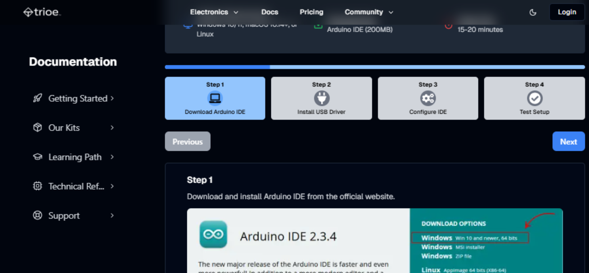 Arduino IDE setup